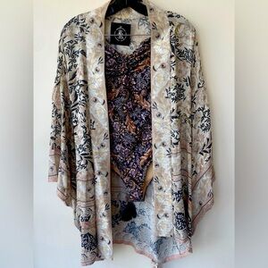 Floral Kimono Cover-Up and Swimsuit Set